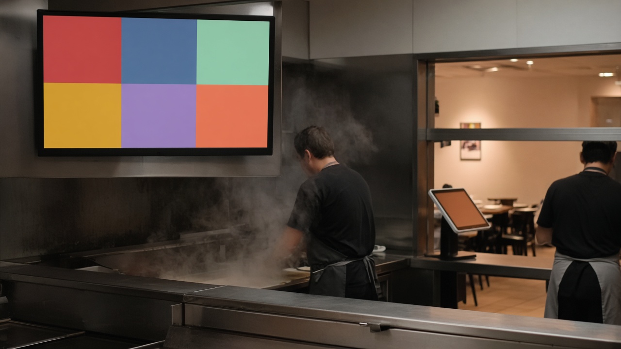 Bestelzuil koppelen aan kassa en keukenscherm, met de keuken aan het werk