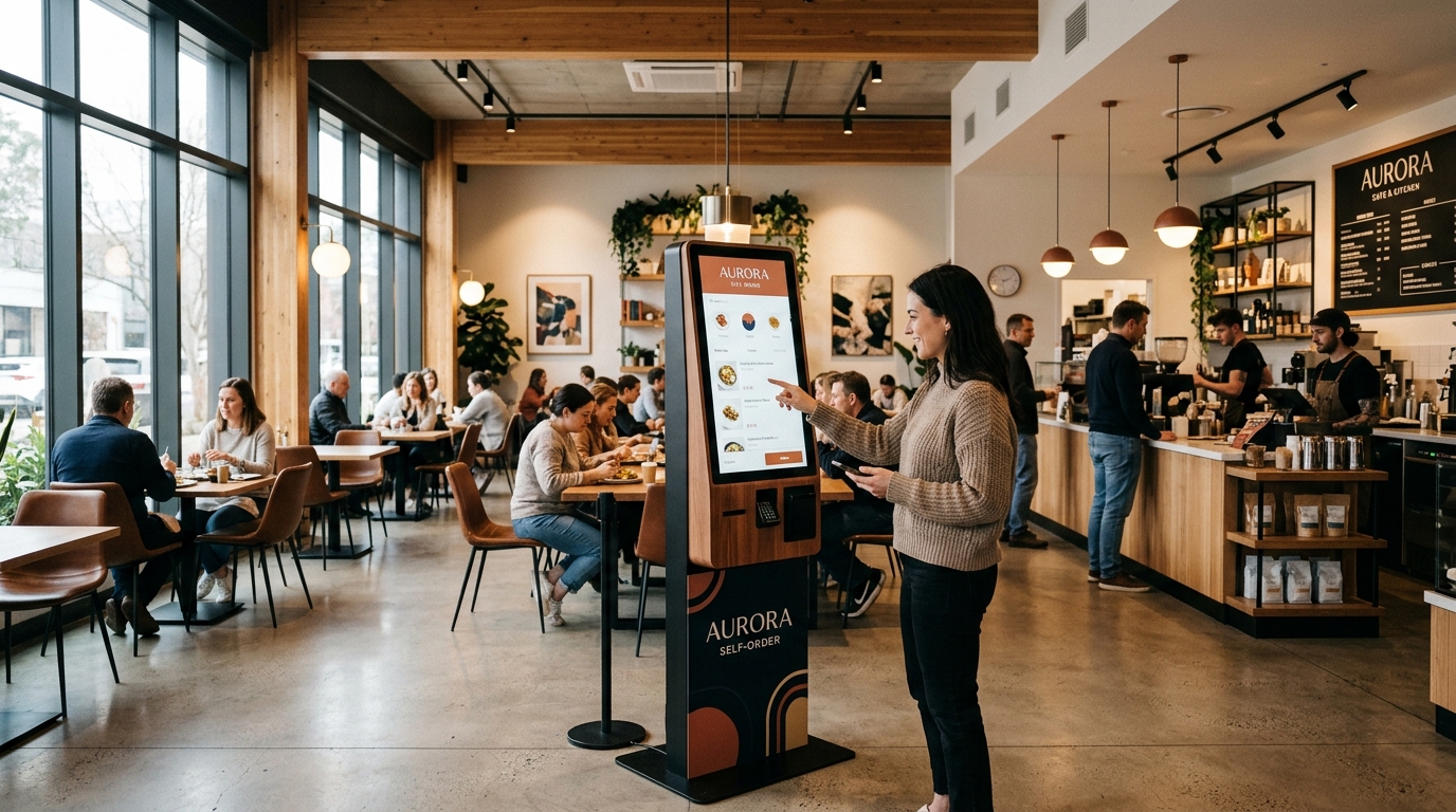 Kiosk with custom branding visual