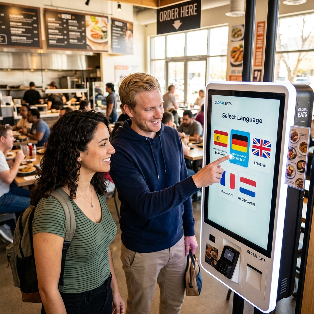 Multilingual AI menu on kiosk visual