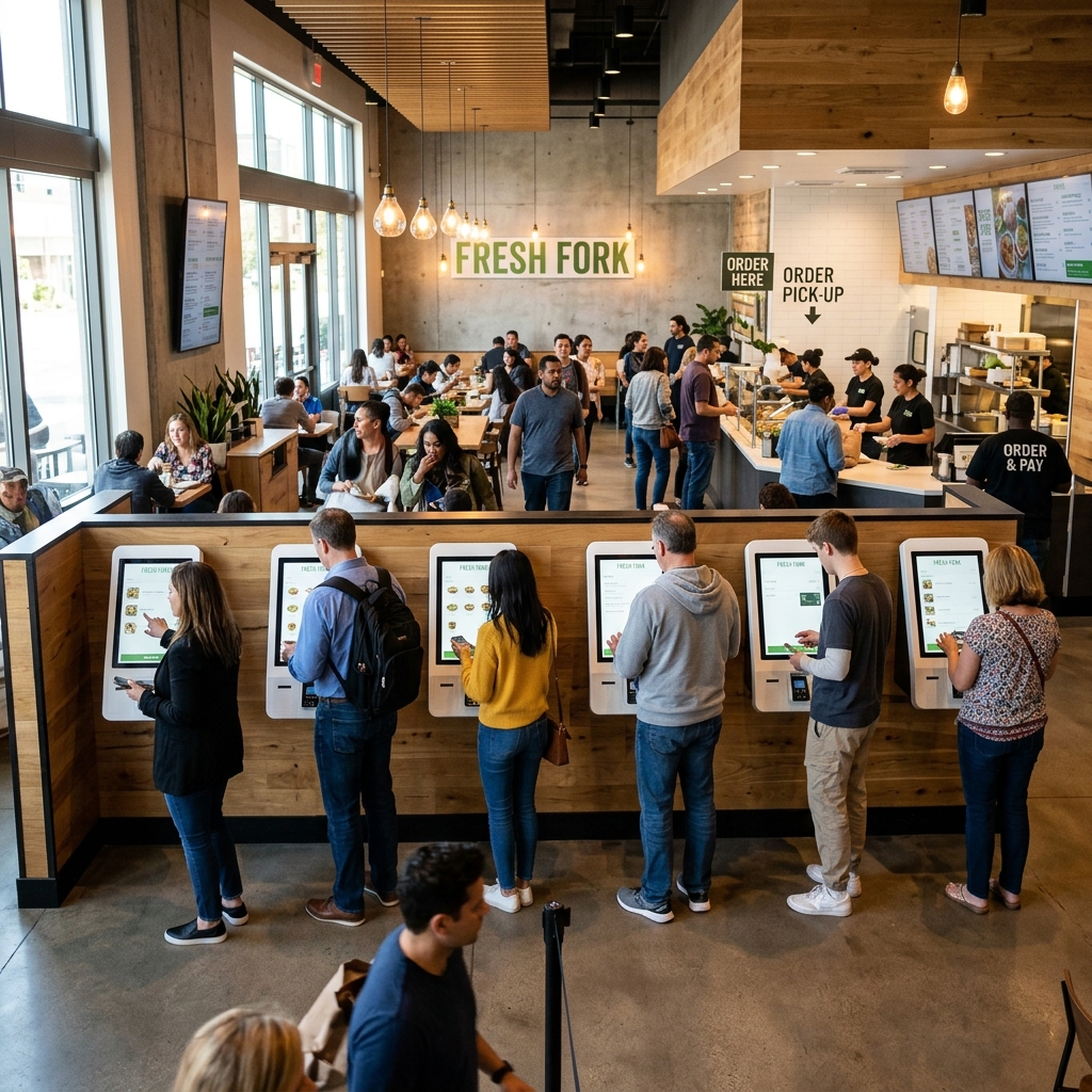 Self-order kiosk eliminates queues visual